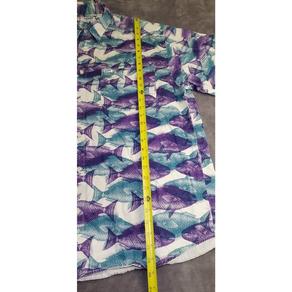 Vintage Guess Size L Hawaiian Button Up Shirt Camp Made In USA Cotton Summer C26 - Picture 2 of 8